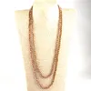 Chains Fashion Bohemian Tribal Jewelry 6mm Crystal Knotted Long Halsband Glass Necklace