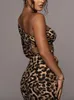 Casual Kleider Sexy Bandage Cut Out Leopard Print Midi Kleid Outfits Frauen Party Club Herbst Langarm Bodycon KleidungCasual
