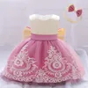 Robes de fille bébé filles robe de baptême blanche enfant en bas âge princesse vêtements d'anniversaire dentelle arc robe de bal de baptême enfants pour robes