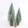 Decorazioni natalizie Albero Mini pino con base in legno Decorazione da tavolo per la casa fai-da-te Decorazioni per piccoli alberi in sisal satinato artificiale