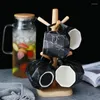 Tassen Untertassen Nordic Marmor Kaffeetassen Matte Luxus Wasser Café Tee Milch Kondensiert Keramik Tasse Untertasse Anzug Löffel Set Ins
