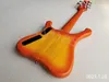 LVYBEST Electric Bass Guitar Orange Color 5 Strings Special With Flame Maple Veneer kroppslängd 81 cm ger anpassad service