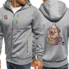 Mäns hoodies mops en kaffe söta tryck man höst 2023 zippad jacka harajuku fleece gothic hooded hip hop lossa mens streetwear