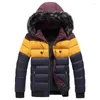 Men's Down Cotton-padded Jacket Men Winter Hooded Thickened Warm Windproof Matching Colored Leisure Outwear