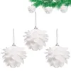 Party Decoration 3Pcs Christmas White Flower Balls Foam Shatterproof Ball Xmas Tree Hanging Oranments Home Supplies