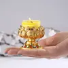 Candle Holders Butter Lamp Holder Lotus Shape Household Long Light For Buddha Zinc Copper Alloy Hand Painted Candlestick ZB356