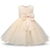 Girl Dresses Born Princess Baptism Dress For Baby First Birthday Party Toddler Tulle Fabric Christening Bow Knot Gown