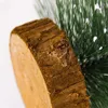 Decorazioni natalizie Albero Mini pino con base in legno Decorazione da tavolo per la casa fai-da-te Decorazioni per piccoli alberi in sisal satinato artificiale