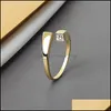 Band Rings Korean Delicate Square Cubic Zircon Ring for Women Girls Micro Paled Open Justerbara modesmycken gåvor Drop Delivery DHGLI