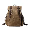 Backpack VZVA Retro Oil Wax Canvas Travel Outdoor Waterproof Crazy Horse Leather Female Mountaineering Bag