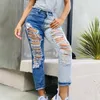 Women's Jeans Stretch Ripped Hole For Women Elastic Flower Female Slim Denim Pants Rose Pattern Pantalon Femme