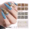 Dekoracje gwoździ 6 Grid 3D brokat płaski kryształowy kryształowy kryształowy cyneston Zestaw DIY Manicure Stones Akcesoria