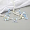 Choker Summer Boho Cute Blue Flower Beadeds Charm Necklace Statement Short For Women Bohemia Clavicle Beach Jewelry