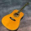 Guitare acoustique acoustique à profil en bois massif, série D45, laque jaune, 41 pouces