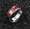 Trouwringen Jqueen 8mm brede ingelegde Red Opal Paper Spider Motif Tungsten Steel Men's Ring Band Carbide T227R