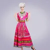 Abbigliamento da palcoscenico Costumi di danza tradizionale cinese tradizionale per le donne Abiti Miao Hmong Abiti Hmong Abbigliamento nazionale cinese