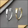 Bant Yüzük Koreli Narin Kare Kübik Zirkon Yüzüğü Kadınlar için Mikro Döşemeli Açık Ayarlanabilir Moda Mücevher Hediyeleri Dalgalanma Dhgli