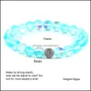 Lien Chaîne De Mode Colorf Moonstone Glitter Bracelet En Cristal Pour Les Femmes Élastique Réglable Forme Ronde Lâche Perle Chanceux Jewerly Cadeau Dh74P