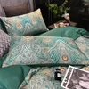 Set di biancheria da letto in seta 220x240 Copripiumino estivo e set di lenzuola federa Trapunta vegetale King Full Twin Bohemian Bed