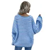 Kobiet Sweters Kobieta swobodne paski w rozmiarze Pullower Knitover Sweter Sweter Kobieta w szyku V Długie rękawy luźne patchwork topswomen's Olga22