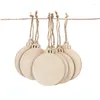 Juldekorationer 50st DIY Craft Wood Round Bauble med Twines för att måla oavslutade hängande ornament Natural Blank