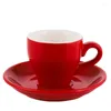 Tazze Piattini Tazza da caffè espresso da 80 ml Semplicità italiana Colore Ceramica Tazza e piattino di piccola capacità Set Ristorante per la casa Caffè con cucchiaio