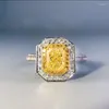 Обручальные кольца Huitan Dazzling Yellow циркон каменное винтажное коктейльное коктейльное кольцо с микромоторным предложением обручальное ювелирное гаджет