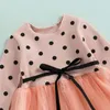 Mädchenkleider Kleinkinder Mädchen Freizeitkleid Punktedruck Rundhals Langarm Garn Schwarz/Weiß/Rosa/Grau 0–3 Jahre