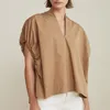 Damskie bluzki kobiety w biurze w dekolcie nosza bluzka wiosna lato dwa kolory elastyczne mankiety puchanie rękawy prosta koszula i topy