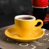 Tazze Piattini Tazza da caffè espresso da 80 ml Semplicità italiana Colore Ceramica Tazza e piattino di piccola capacità Set Ristorante per la casa Caffè con cucchiaio