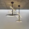 Lampes suspendues en verre clair LED lustre allée lumière chambre salle à manger lampe 110/220V nordique maison luminaires suspendus argent