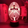 Luci notturne 3D Lampada da tavolo con telecomando in acrilico con batteria USB a luce LED per la decorazione domestica Ornamento Regali per la chiesa dei cristiani