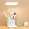 Lámparas de mesa Lámpara de lectura LED Regulable Color de luz recargable Dormitorio ajustable Noche flexible con portalápices para el hogar