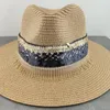 Breda brim hattar boho stil sol hatt floppy sommar för kvinnor strand panama halm kupol blommor femme skugga eger22