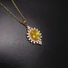 Collane da donna in stile europeo e americano geometrico giallo cristallo zircone diamante pendente fiore placcato oro catena clavicola ragazze regalo gioielli festa di nozze