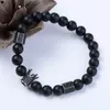 Fios de miçangas de miçangas de grau AGate zircon coroa pulseira de pulseira natural chakra yoga tigre oly moda moda cadeia de jóias masculinas