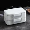 Dinnerware Sets Portable Plastic 2 Layer Bento Box Microwavable Lunch For School Office And Picnic