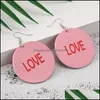 Dangle Lustre Déclaration d'arrivée Amour / Amitié / Maman Lettre Boucles d'oreilles en cuir pour femmes Colorf Grand Hoop Bijoux de mode Giftz Dhyc3