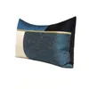 Pillow Modern Sea Blue 30x50cm Light Luxury Designer Classic Matching Splicing Bag Model Room Waist Pillowcase