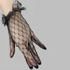 Knäskämpar mesh GASE Ultra Thin Women Short Tulle Gloves Sexig Summer Transparent Party Lace Stretchy Spots Lotus Leaf Sheers