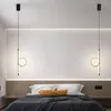 Lâmpadas pendentes Modern Minimalist Cabo longo para a cabeceira branca preta alta teto pendurado iluminação decorativa de casa interior