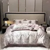 Sängkläder sätter 4 stycken Mulberry Silk El Luxury Däcke Cover Bodet Sheets Kudde med mjuk slät utrustade sängkläder