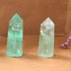 Estatuetas decorativas de cristal natural fluorito verde hexágono bar ponto de quartzo mineral reparo de cura vara de cura moderna decoração diy presente