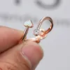 Bröllopsringar Kvinna Blue White Opal Open Ring Fashion Crystal Cute Heart Stone Engagement Rose Gold Silver Color For Women