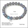 Lien Chaîne De Mode Colorf Moonstone Glitter Bracelet En Cristal Pour Les Femmes Élastique Réglable Forme Ronde Lâche Perle Chanceux Jewerly Cadeau Dh74P