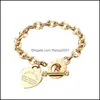 Catena a maglie Amante della moda Ciondolo a cuore Braccialetti a maglie Bracciale in acciaio inossidabile color oro rosa Per le donne Ragazze Matrimonio San Valentino D Dhoxn