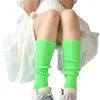 Women Socks K1ME Punk Ribbed Knit Knee High Long 80s Vintage Fluorescent Neon Candy Color Hip Hop Dance Party