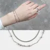 Braccialetti a maglie Catena Vero argento sterling 925 Catene doppie Bracciale con perline Donna Bijoux Femme Bracciale Braccialetti semplici Pulseras Mujer Gioielli