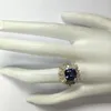 Anneaux de mariage Rongxing luxe cristal bleu carré zircon grand pour femmes hommes vintage jaune or rempli cz pierre bague mode bijoux cadeau