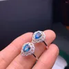 Cluster Rings Heart Style Fashion Clear Sky Blue Topaz Ring For Women Real 925 Silver Natural Gem Birthstone Color Girl Gift